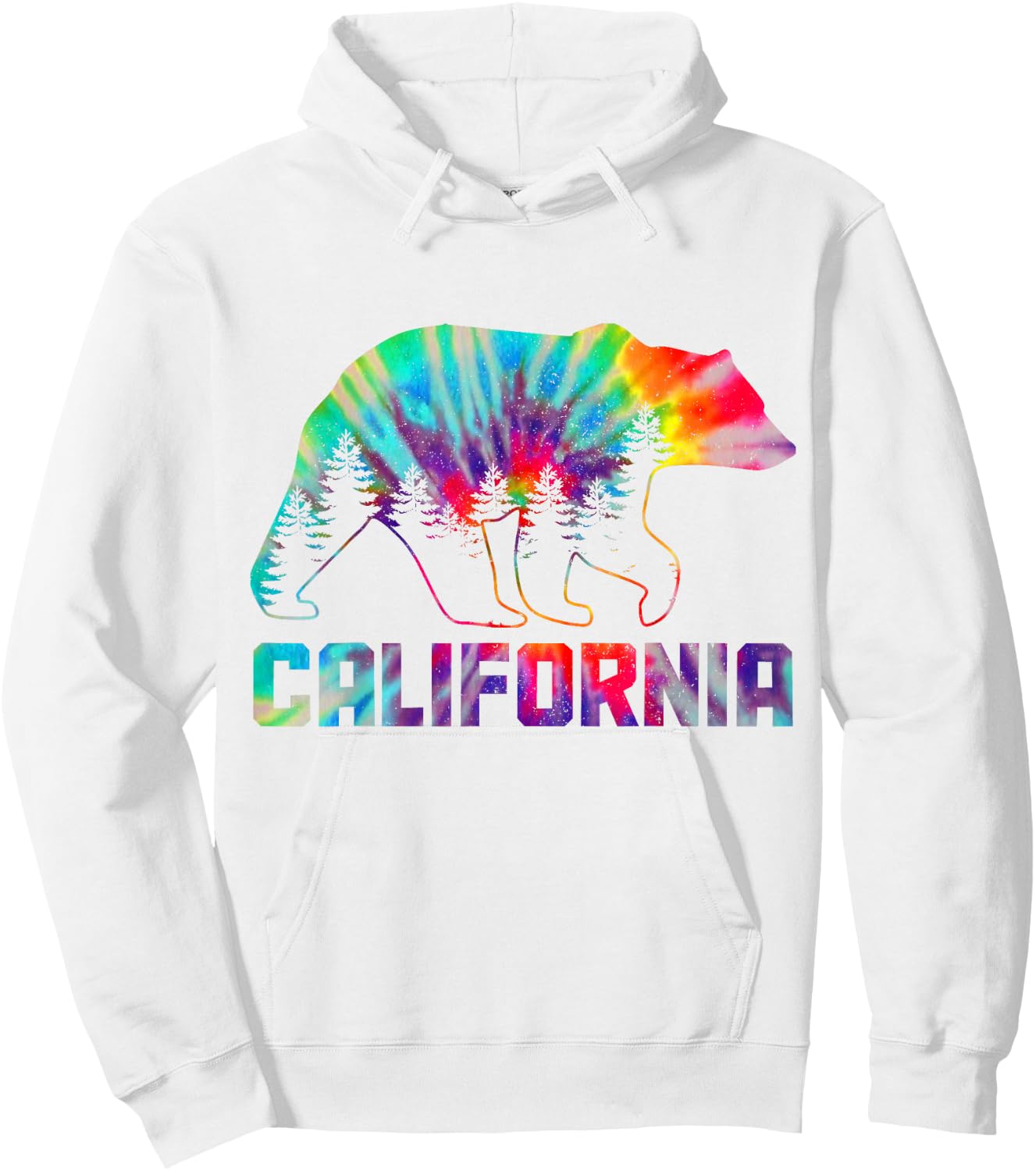 California Tie Dye Bear Pride Outdoor Vintage Cali Hoodie - Hoodie | White