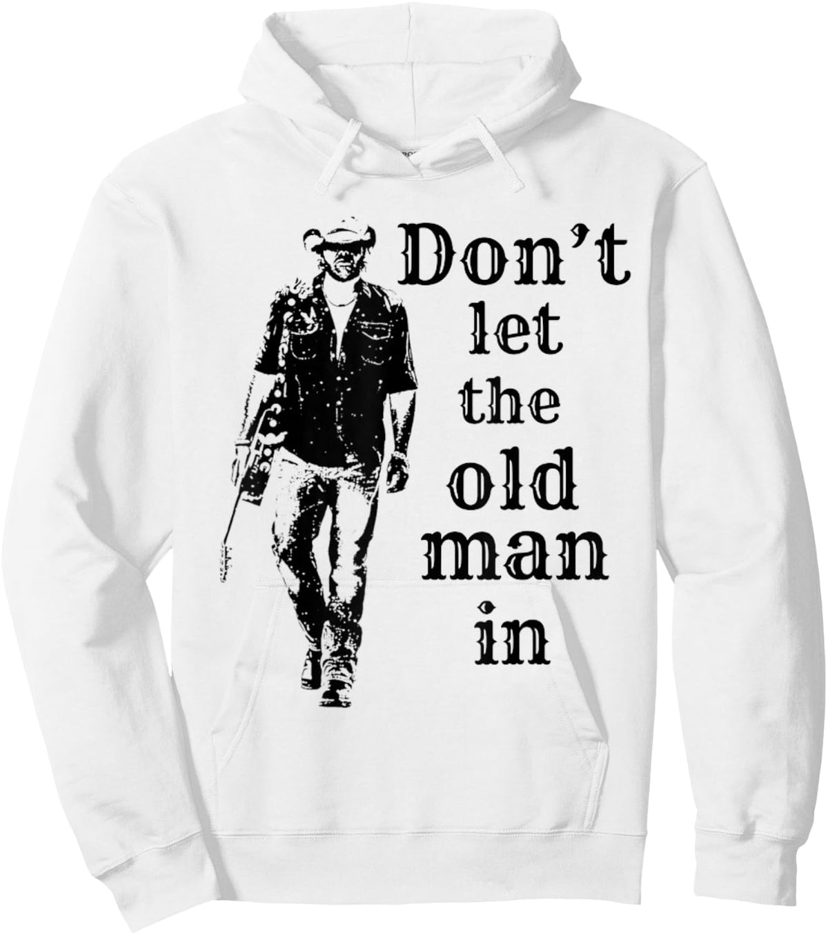 Don't let The Old Man in Vintage Man Walking with a Guitar Hoodie - Hoodie | White