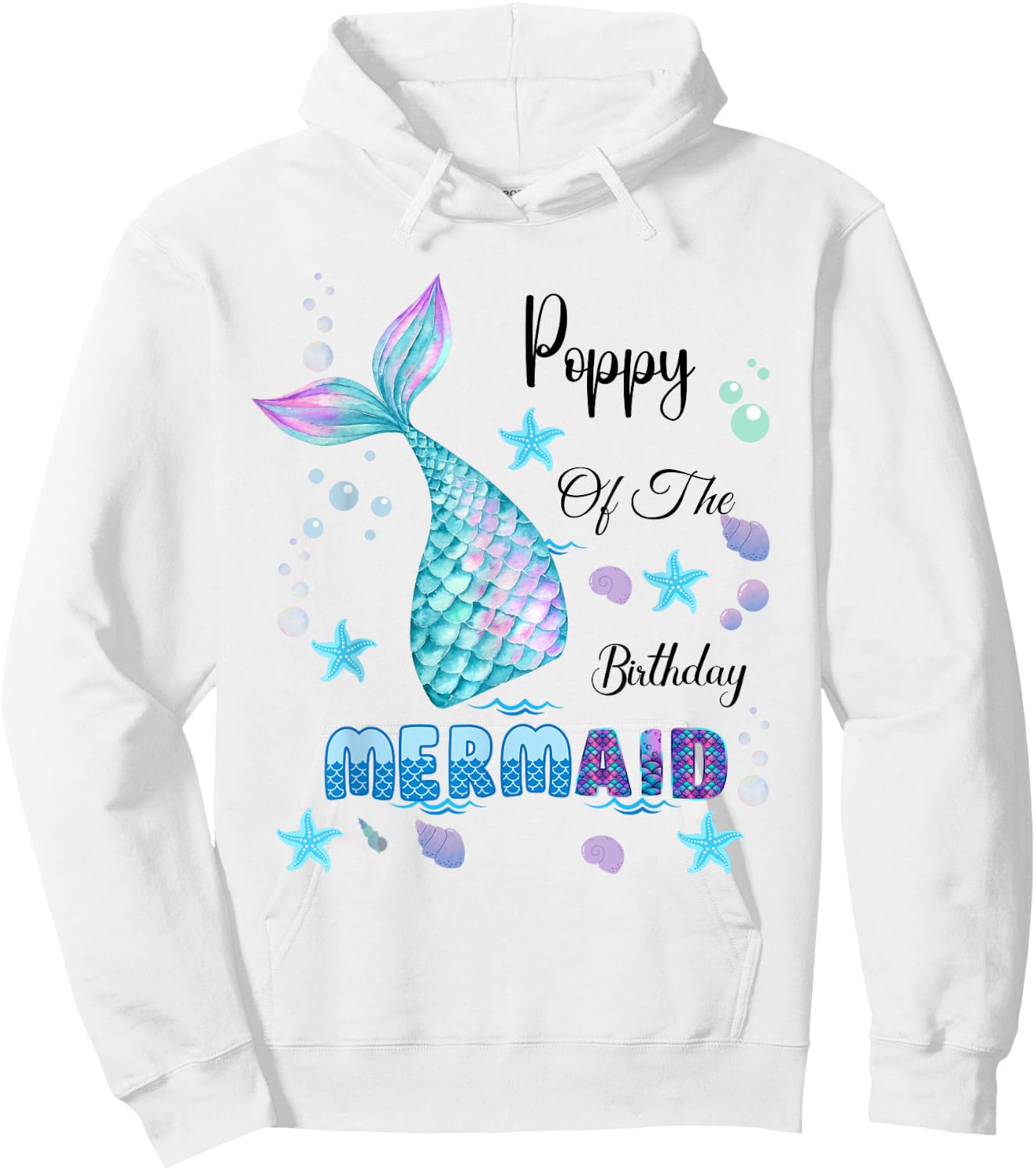Poppy Of The Birthday Mermaid Bday Party Mermaid Kids Hoodie - Hoodie | White