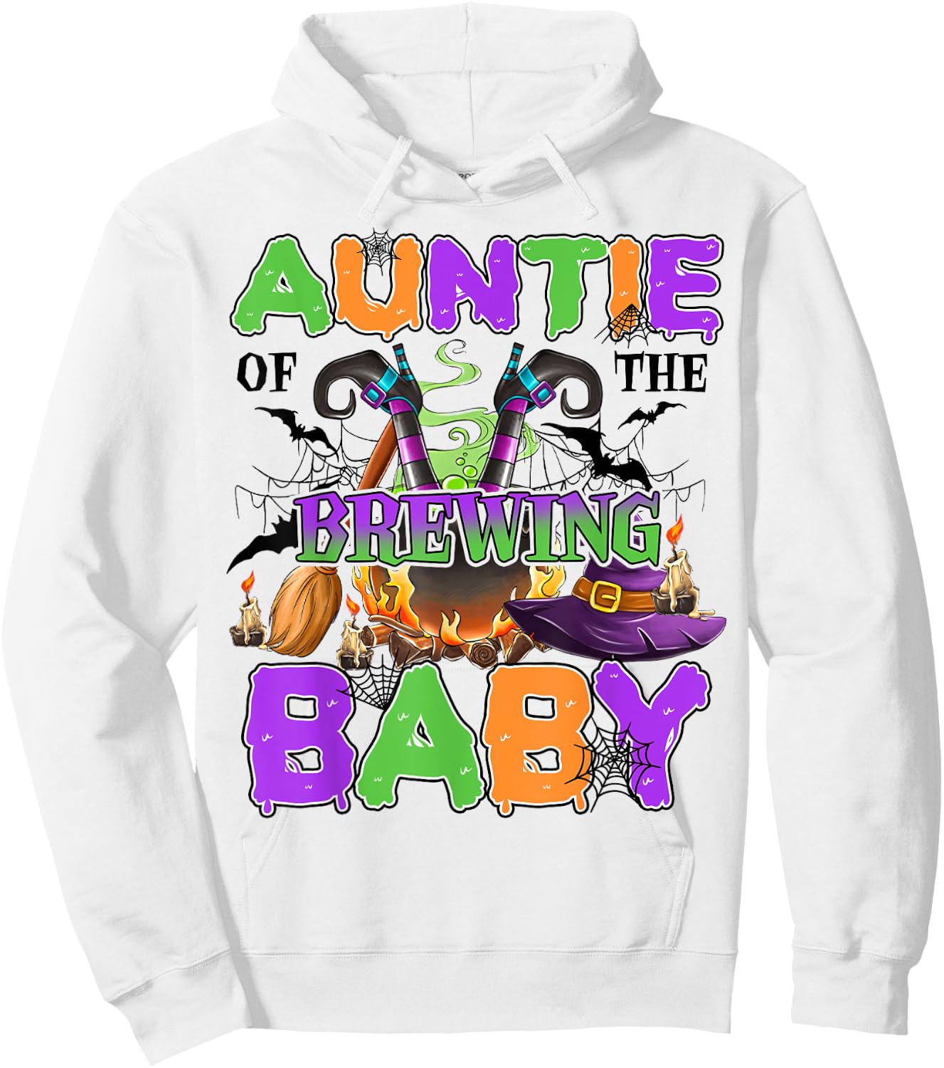Auntie Of Brewing Baby Halloween Baby Shower Spooky Hoodie - Hoodie | White