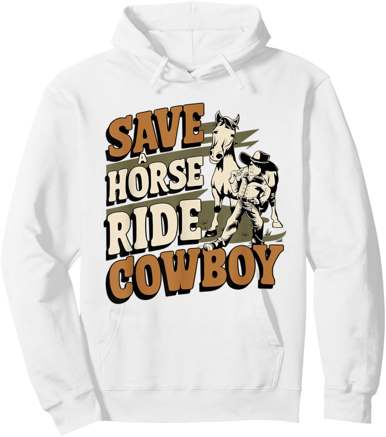 Save A Horse - Ride A Cowboy - Vintage Style Hoodie - Hoodie | White