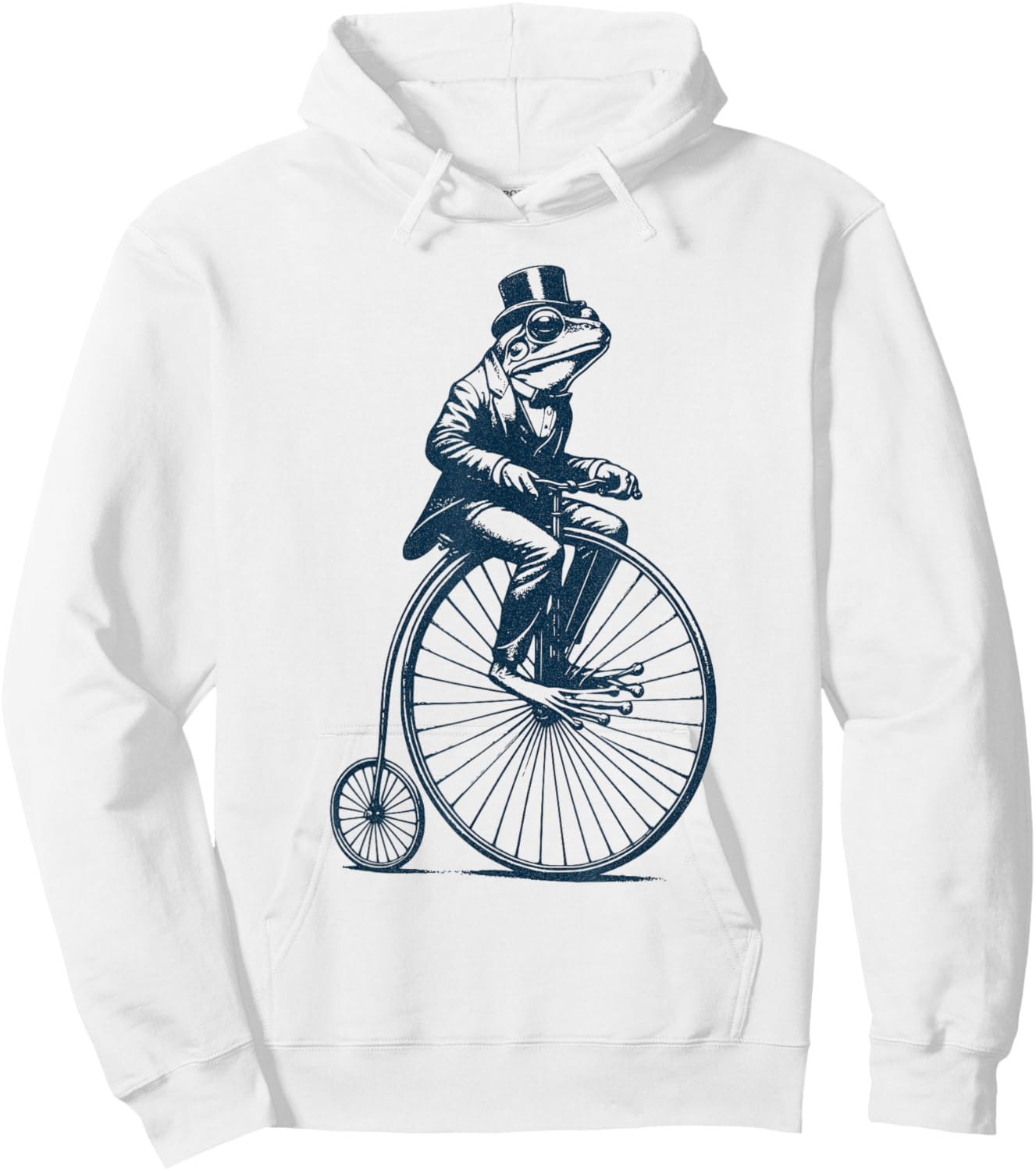 Dapper Frog riding a Vintage Penny-Farthing Bicycle Cyclist Hoodie - Hoodie | White