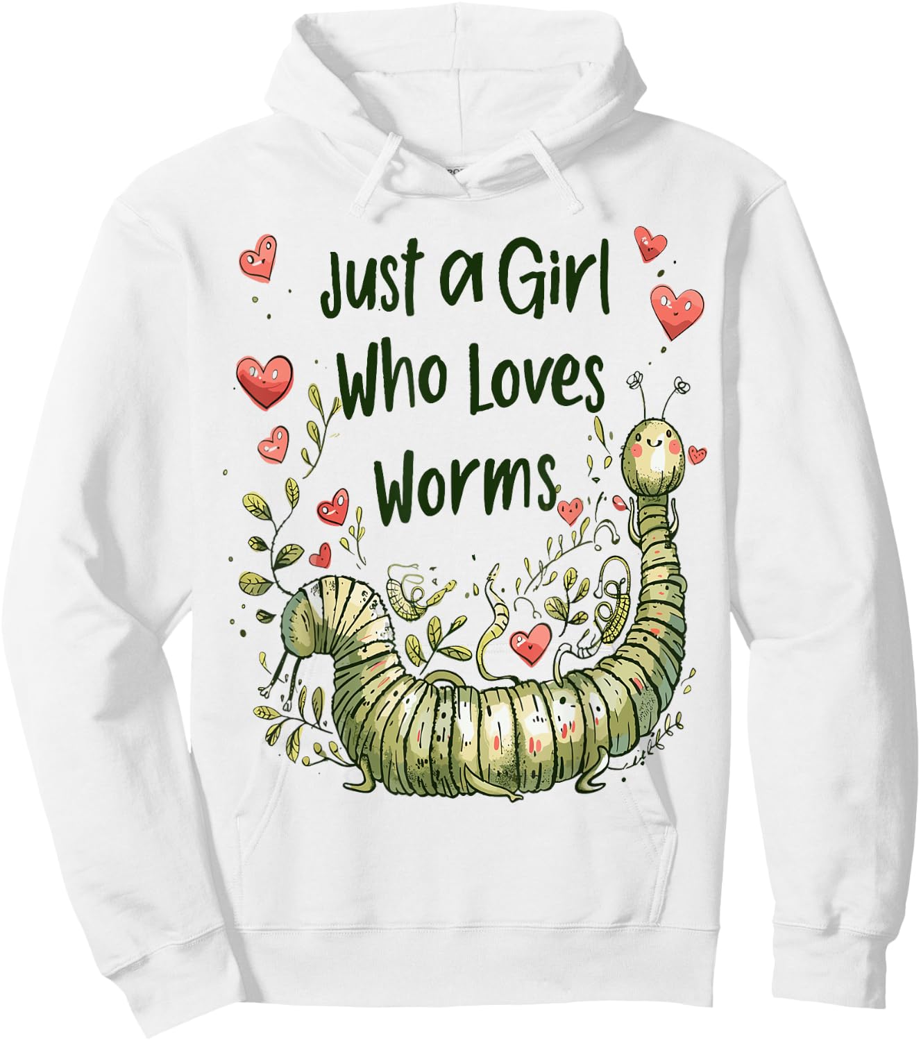 Cute Worms Lovers Gift Girls Just A Girl Who Loves Worms Hoodie - Hoodie | White