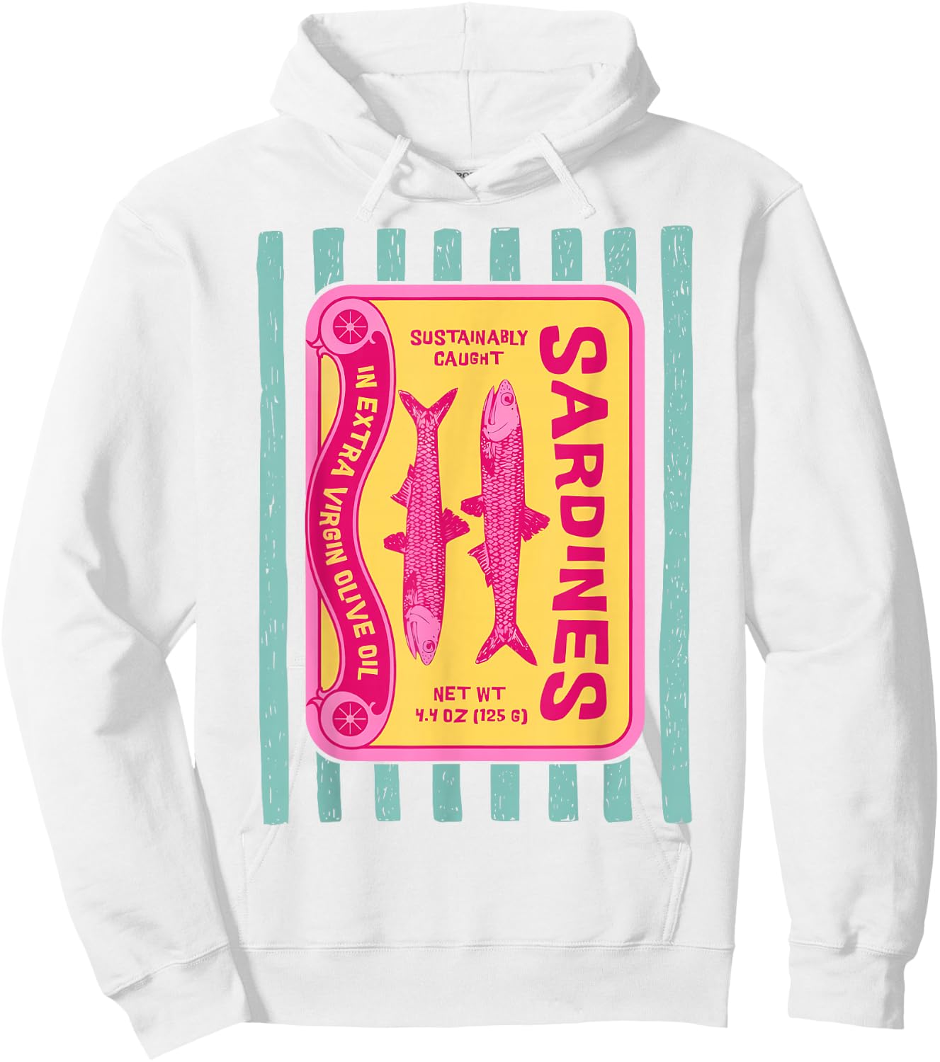 Sardines Tinned Fish Retro Graphic Women Sardine Hoodie - Hoodie | White