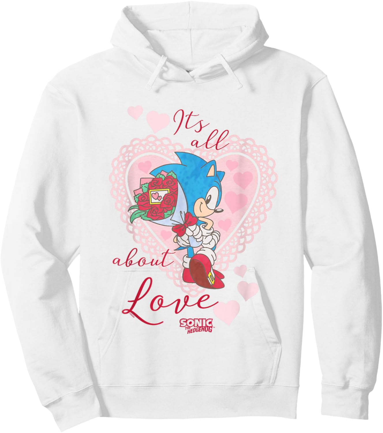 Sonic The Hedgehog Valentine's Day It's All About Love Logo Hoodie - Hoodie | White