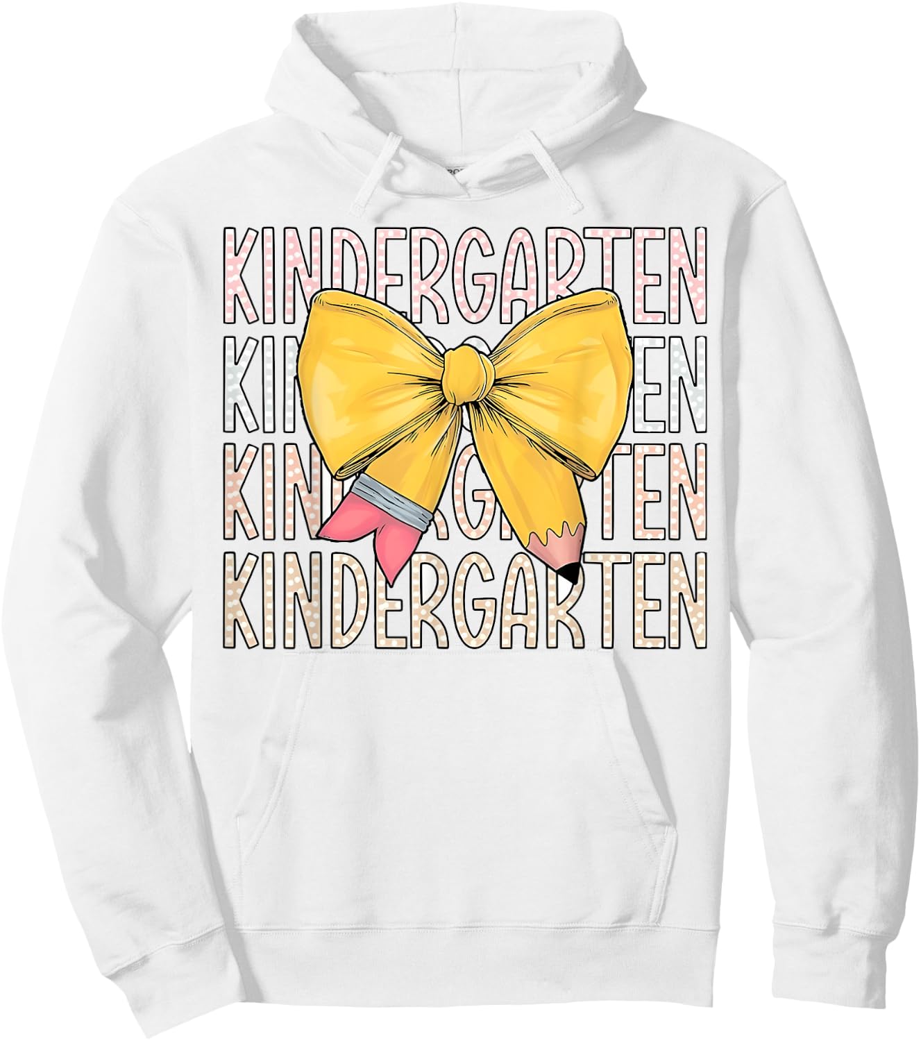 Hello Kindergarten Back To School Retro Cute Coquette Pencil Hoodie - Hoodie | White