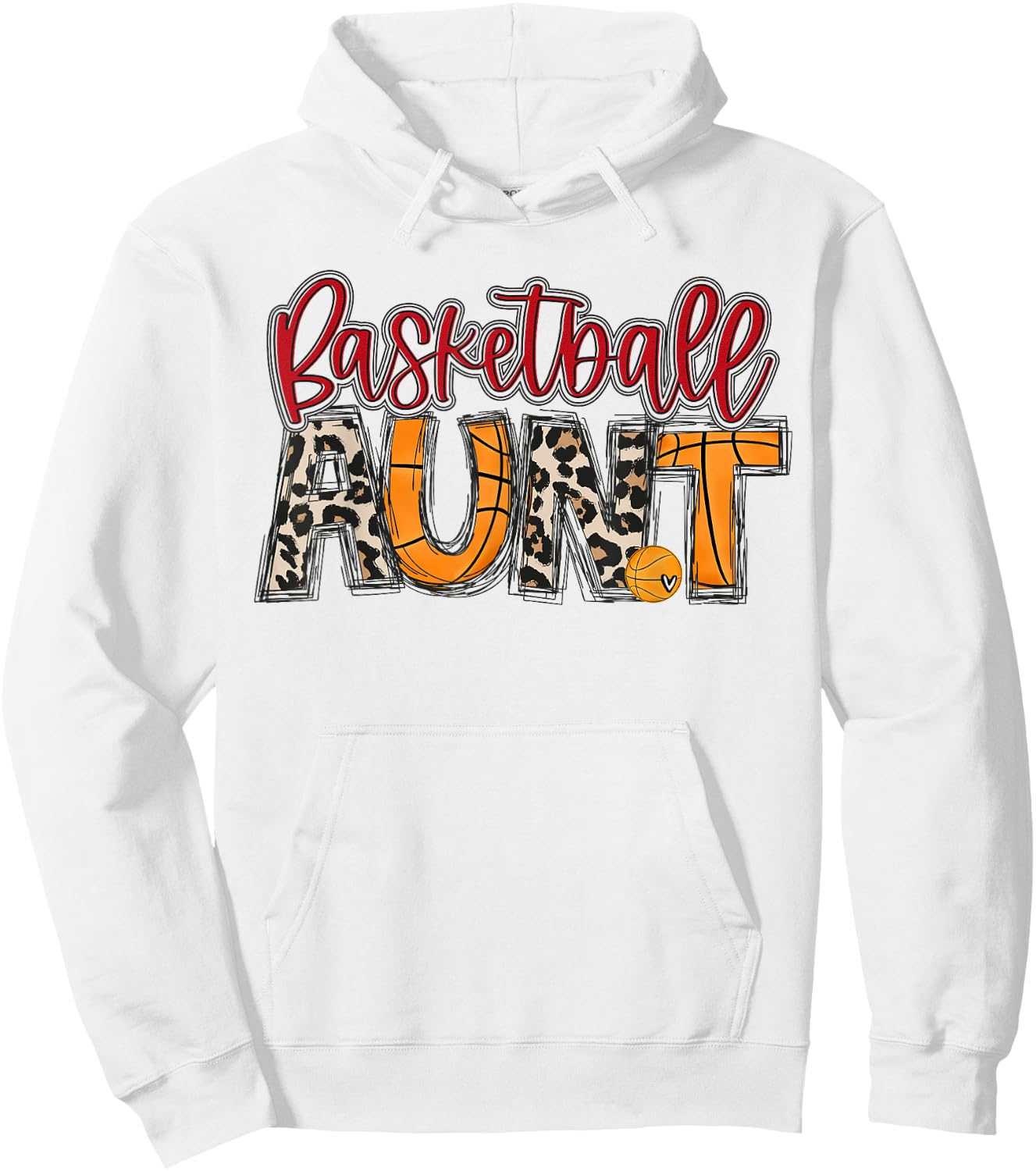 Basketball Aunt Leopard Red Auntie Family Basketball Player Hoodie - Hoodie | White