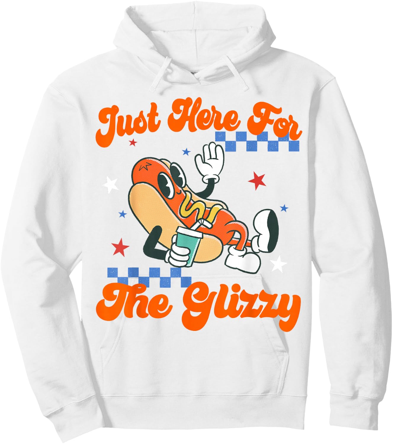 Retro Hot Dog I'm Just Here for The Glizzy Happy 4th of July Hoodie - Hoodie | White