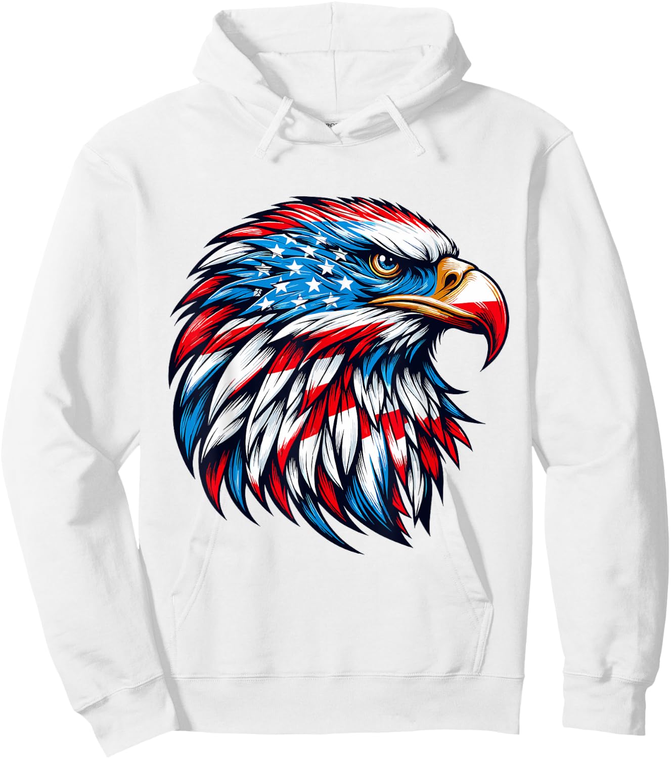4th Of July Patriotic Eagle USA American Flag men boys Hoodie - Hoodie | White