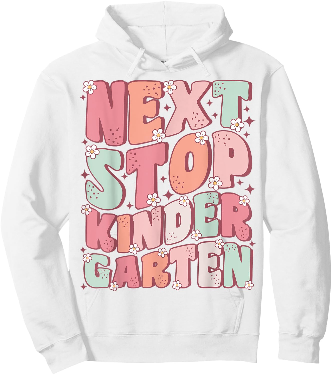 Next Stop Kindergarten Cute Groovy Last Day of Pre-K Hoodie - Hoodie | White