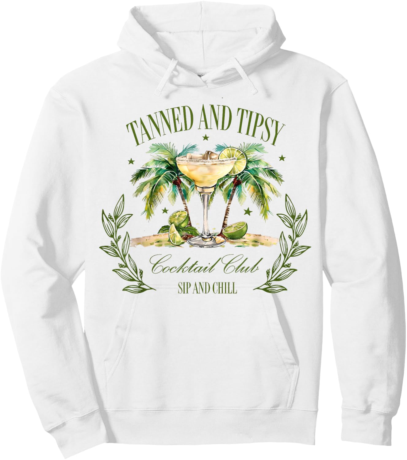 Tanned & Tipsy Cocktail Club Sip & Chill Summer Hawaii Beach Men Women Hoodie - Hoodie | White