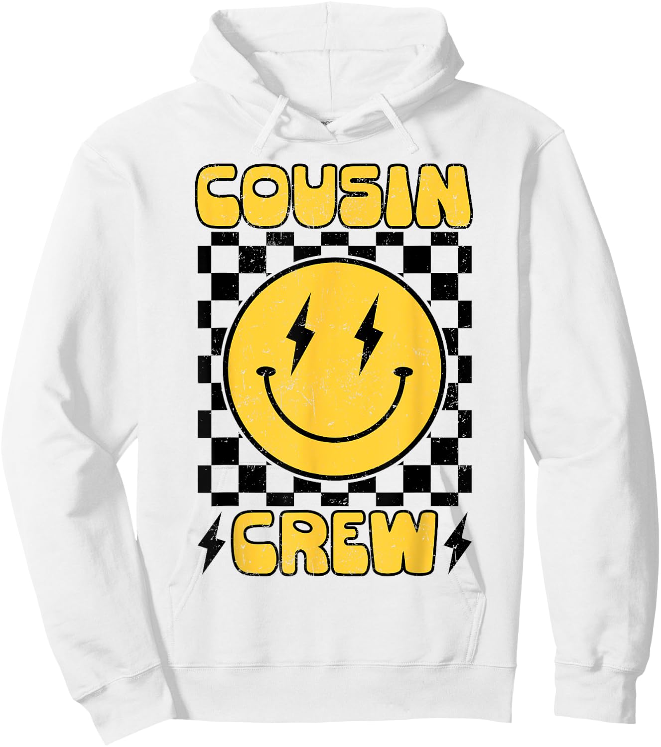 Cousin Crew Retro Smile Face Happy Face Cousin Matching Hoodie - Hoodie | White