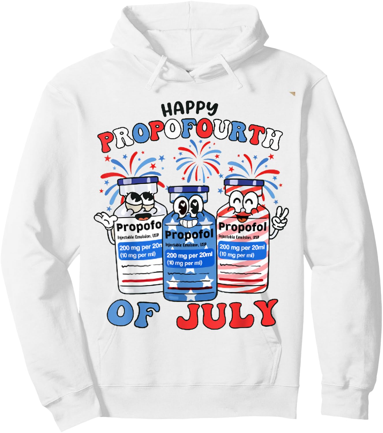 Retro ICU Nurse 4th of July Propofol Intensive Care Unit Men Hoodie - Hoodie | White
