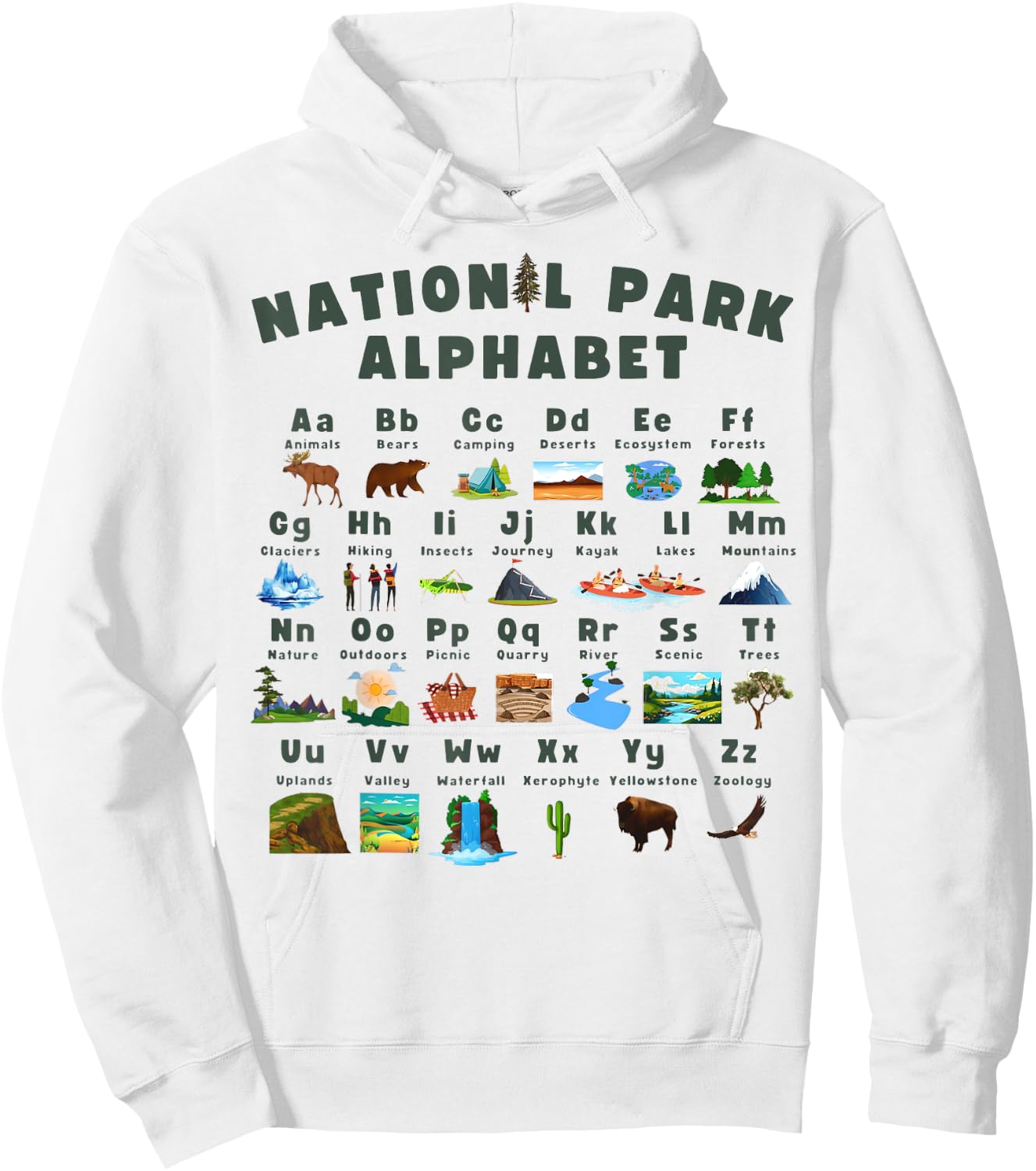 National Park Alphabet ABC Nature Learning Teach School Hoodie - Hoodie | White