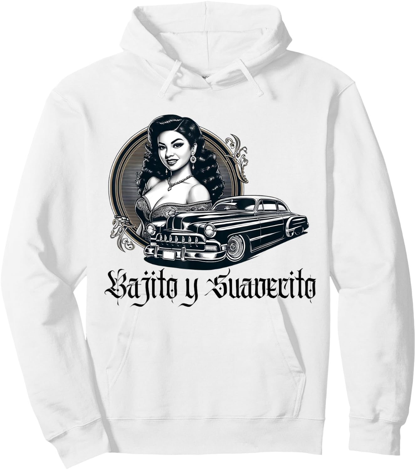 Mexican Street Culture Lowrider Latina Bajito y Suavecito Hoodie - Hoodie | White