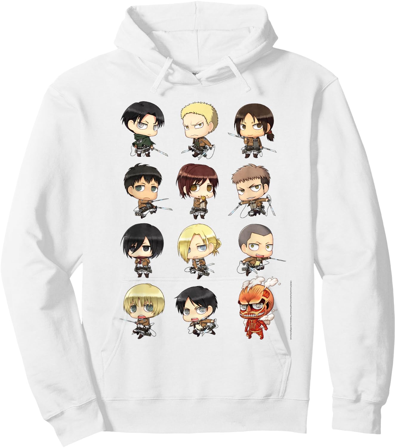 Attack on Titan Chibi All Characters Anime Hoodie - Hoodie | White