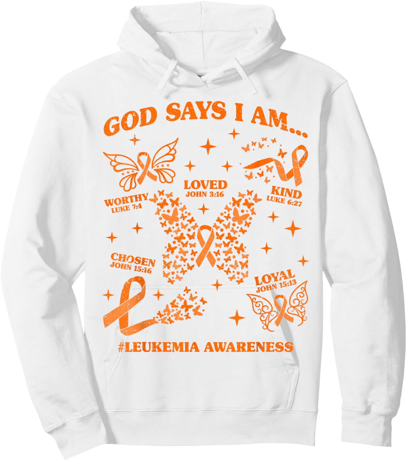 God Says I Am Leukemia Awareness Butterfly Christian Hoodie - Hoodie | White