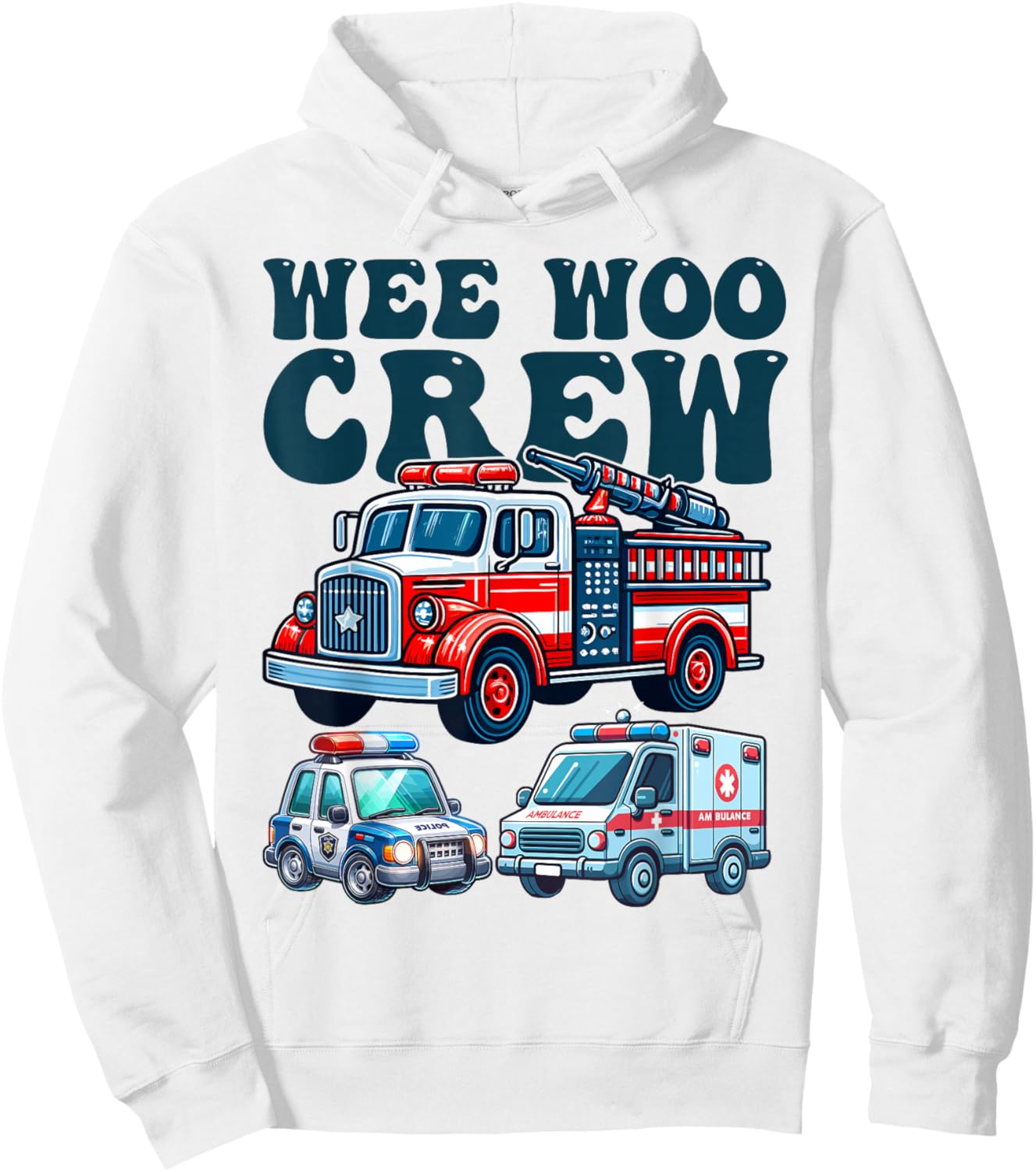 funny Wee Woo Crew Ambulance Firetruck Police Car for Kids Hoodie - Hoodie | White