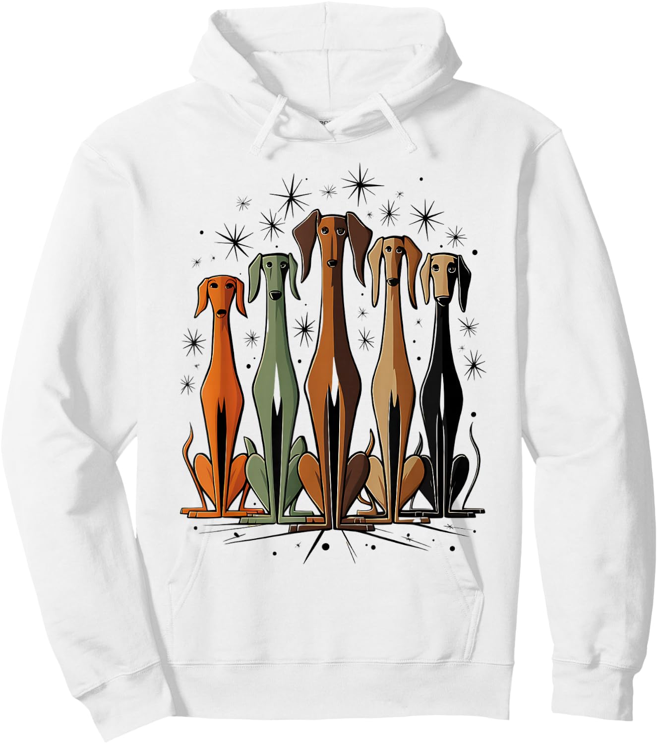 Vintage Retro Mid-Century Long Neck Dogs 50s 60s Style Hoodie - Hoodie | White
