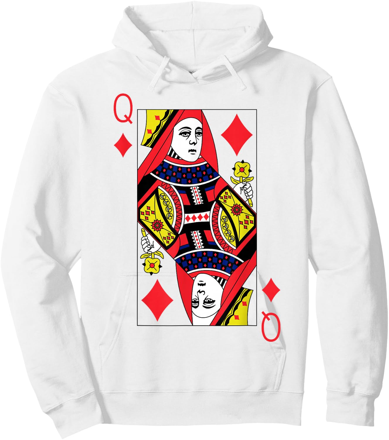Queen of Diamonds Playing Cards Halloween Party Costume Hoodie - Hoodie | White