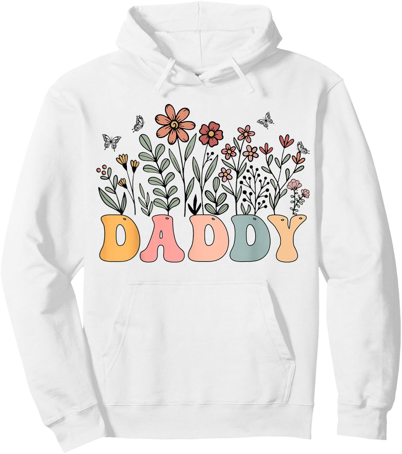 Daddy Wildflower Groovy Retro Hippie Family Matching Hoodie - Hoodie | White
