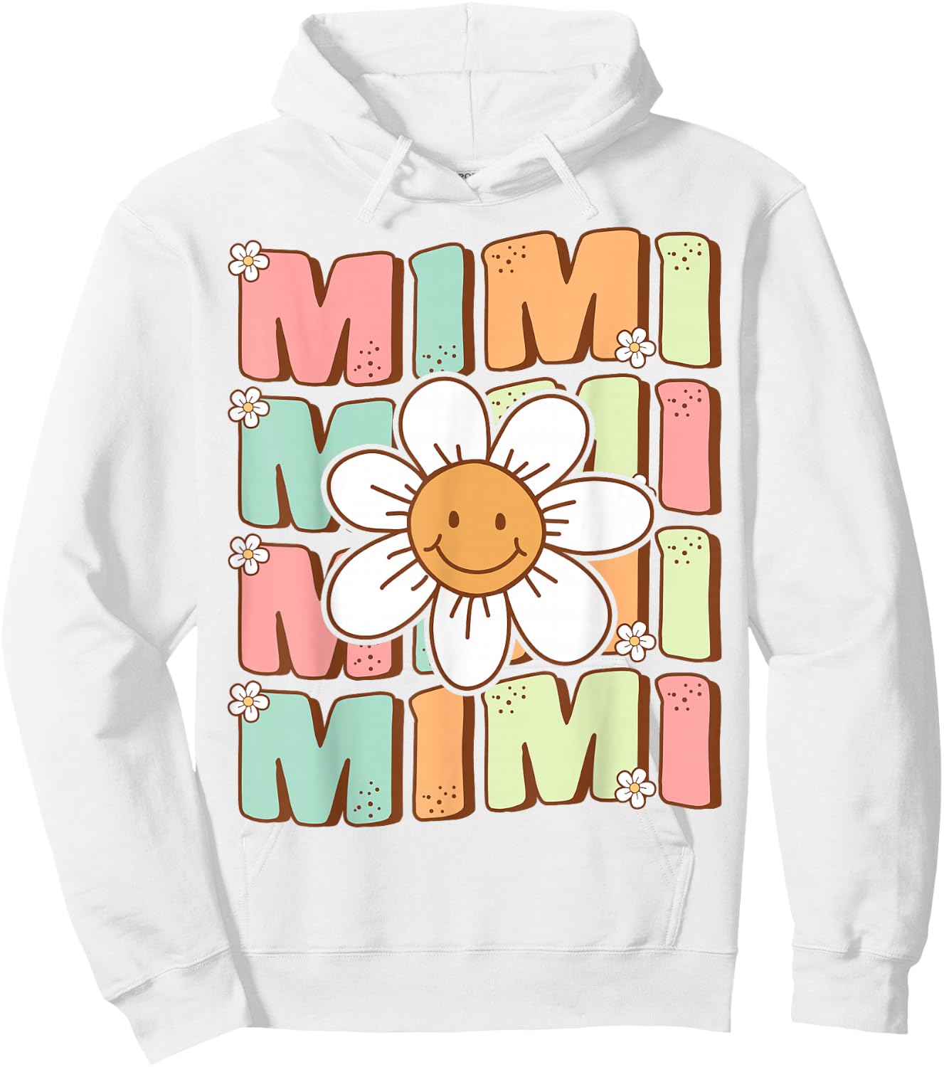 Cute Groovy Mimi 70s Family Birthday Party Daisy Flower Hoodie - Hoodie | White