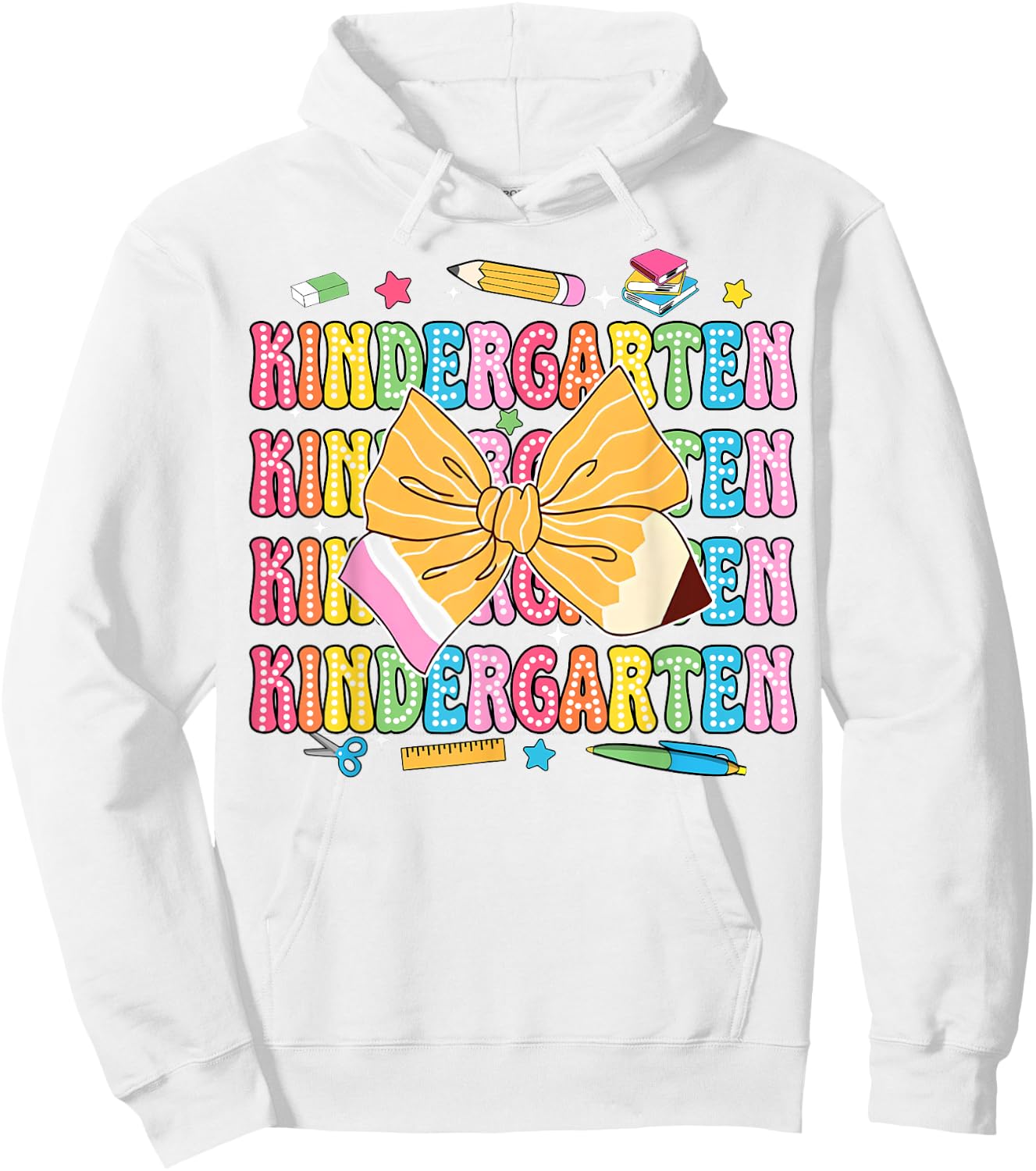 Kindergarten Teacher Pencil Coquette Bow Back To School Women Girls Kids Hoodie - Hoodie | White