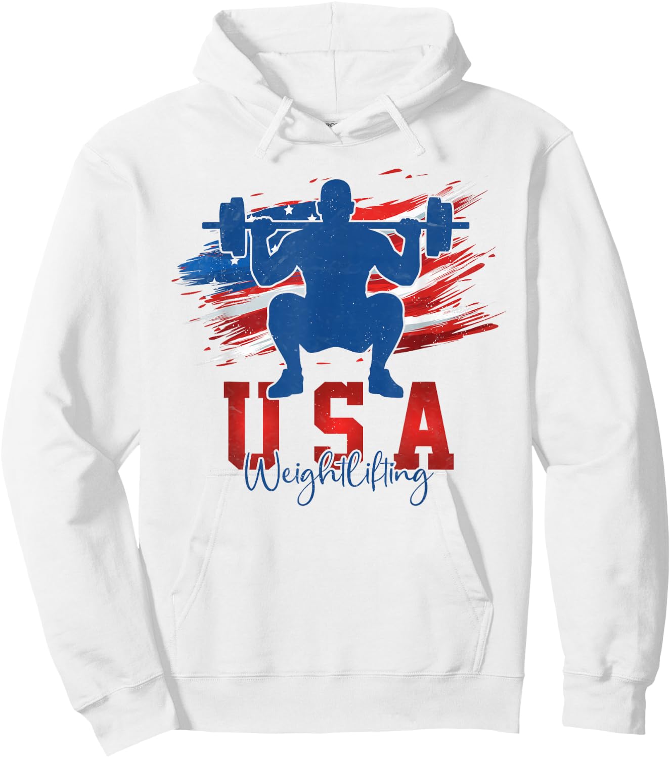 American Flag Weightlifting 4th of July USA Support Team Hoodie - Hoodie | White