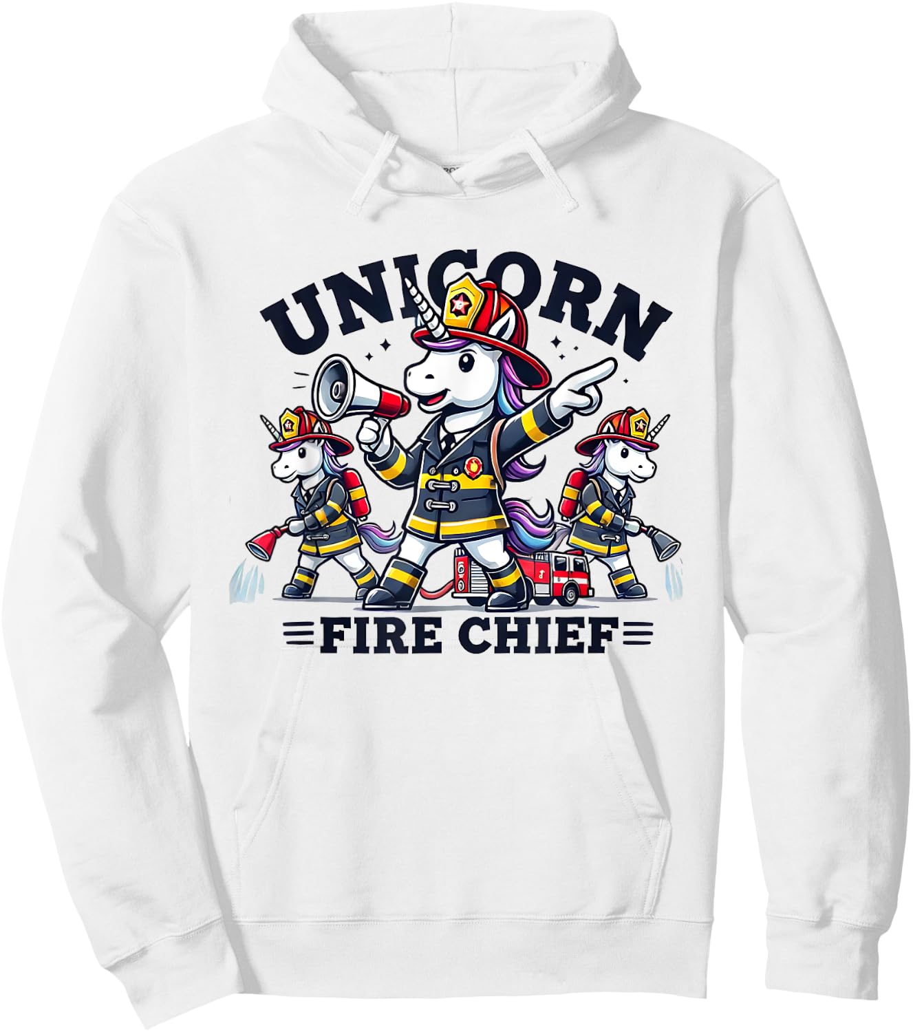 Unicorn Fire Chief Firefighter Pride Hoodie - Hoodie | White