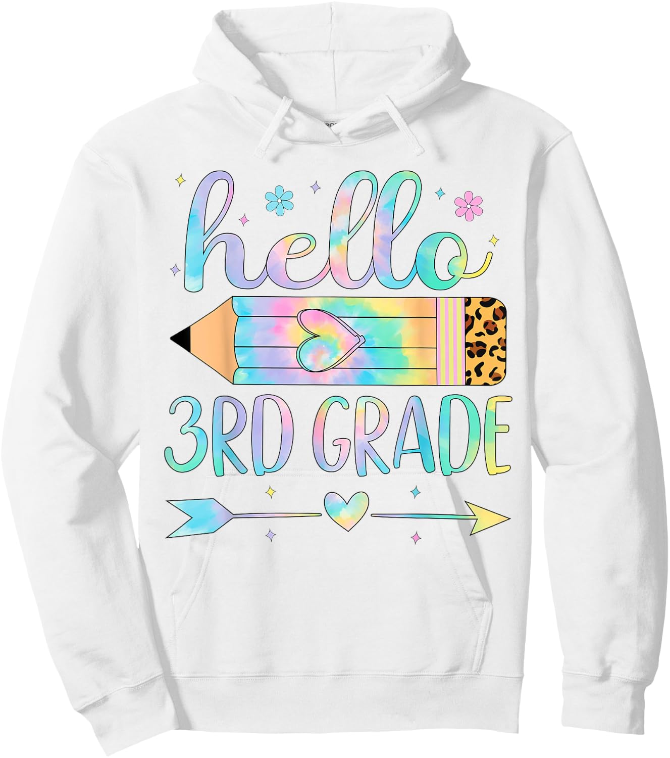 Tie Dye 3rd Grade Back To School Hello Third Grade Teacher Hoodie - Hoodie | White