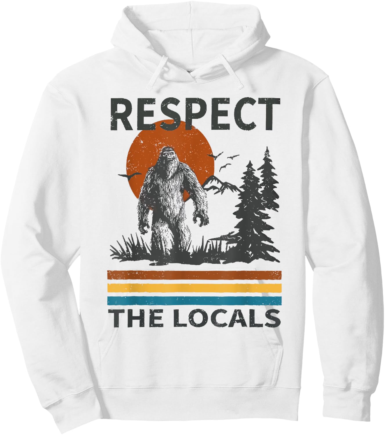 Respect the Locals Sasquatch , Small, Grey Hoodie - Hoodie | White