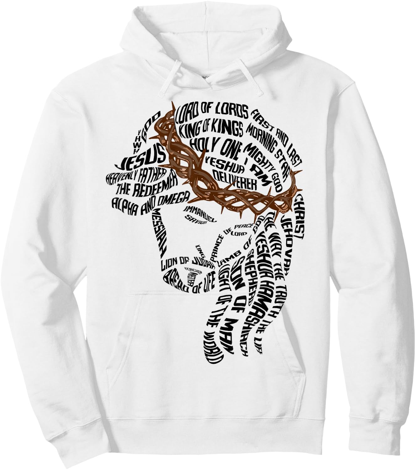 Christian Names of Jesus Christ Face Gospel Religious Bible Hoodie - Hoodie | White