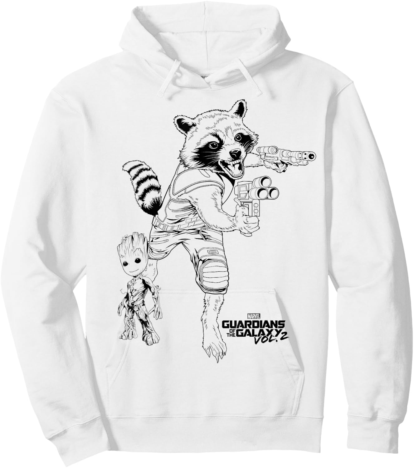 Marvel Guardians of The Galaxy Vol 2 Rocket & Groot Sketch Hoodie - Hoodie | White