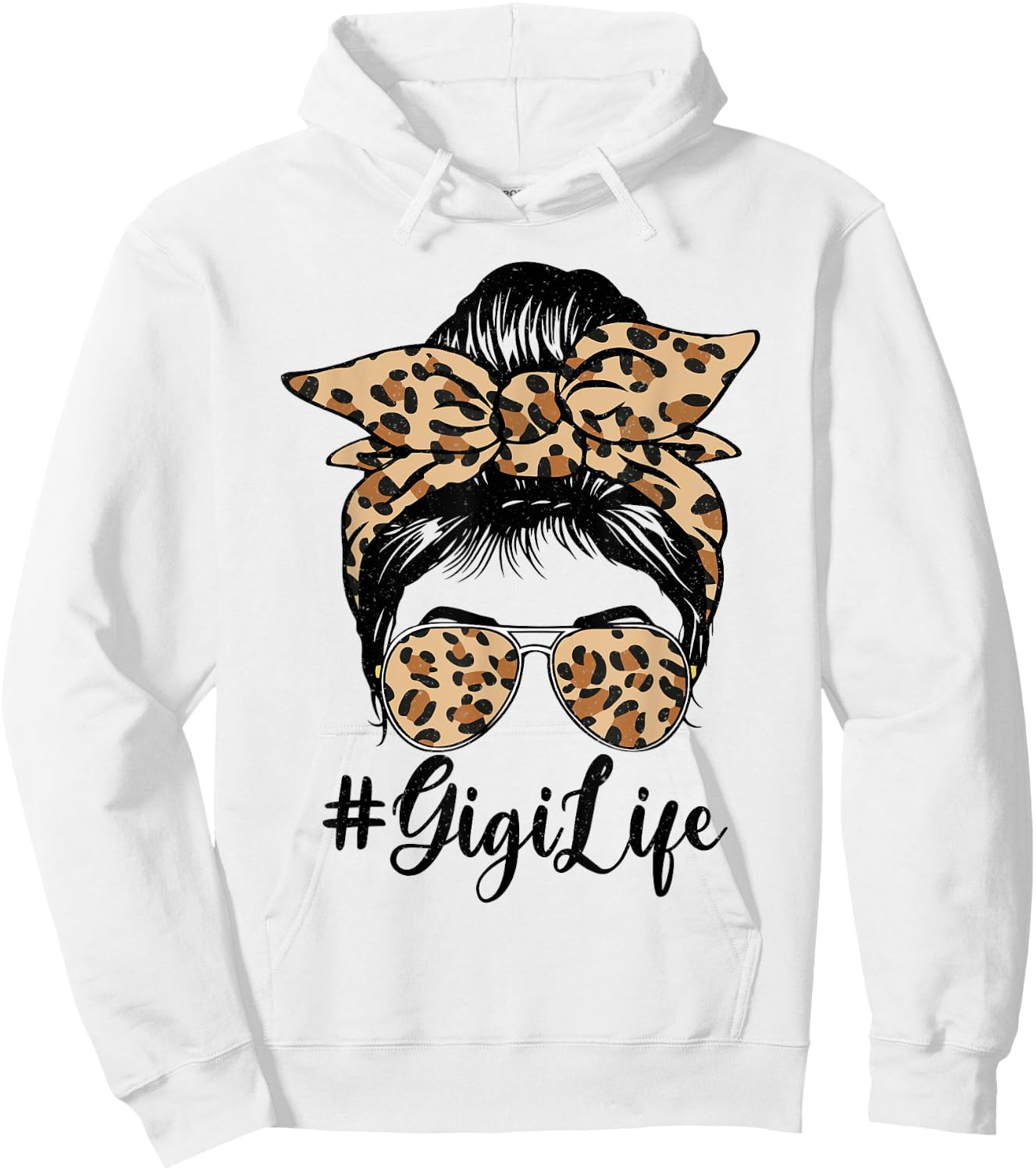 Funny Gigi Life Bleached Leopard Messy Bun Mother's day Hoodie - Hoodie | White