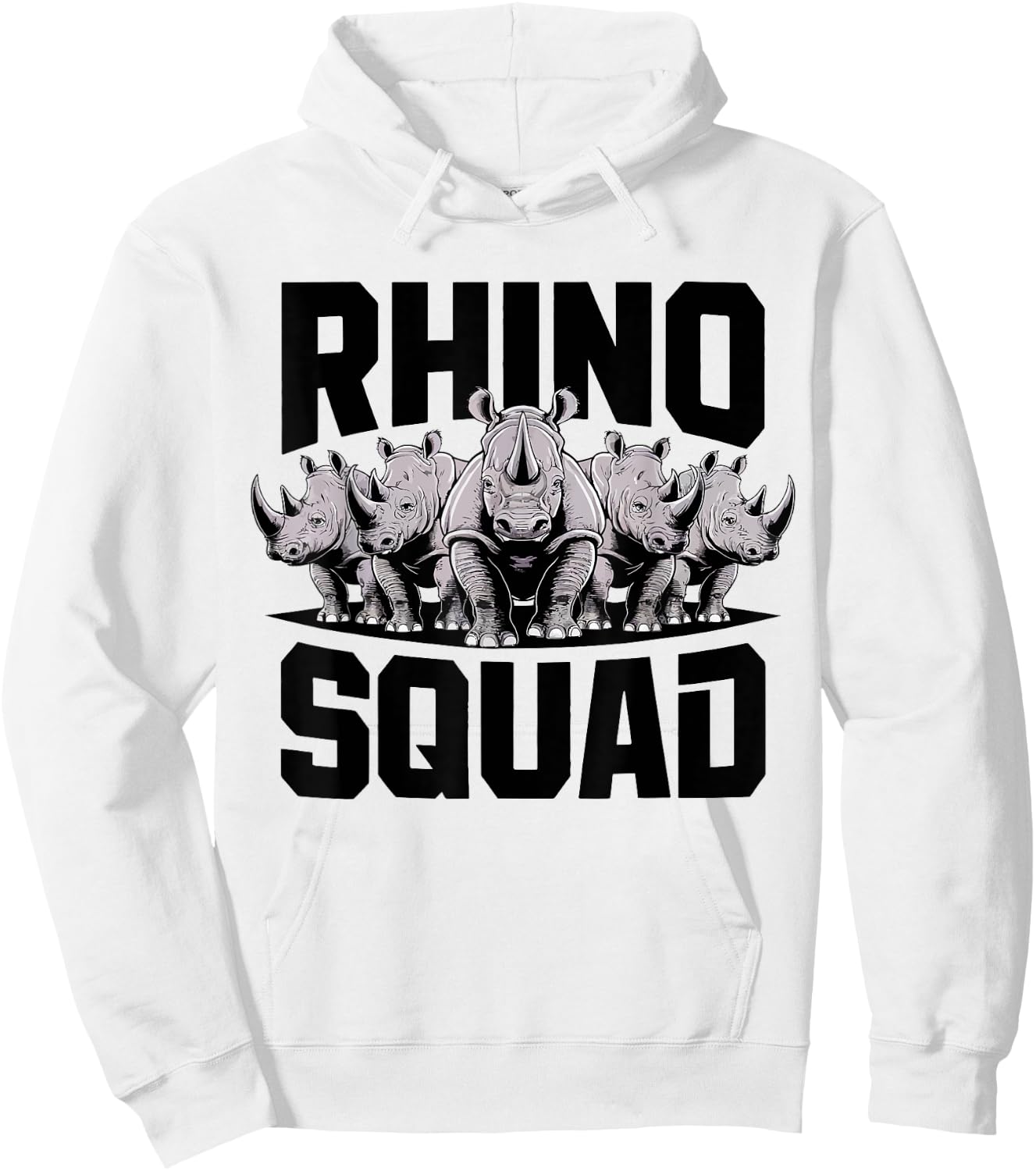 Rhino Squad Cool Rhinoceros Team Wildlife Enthusiasts Hoodie - Hoodie | White