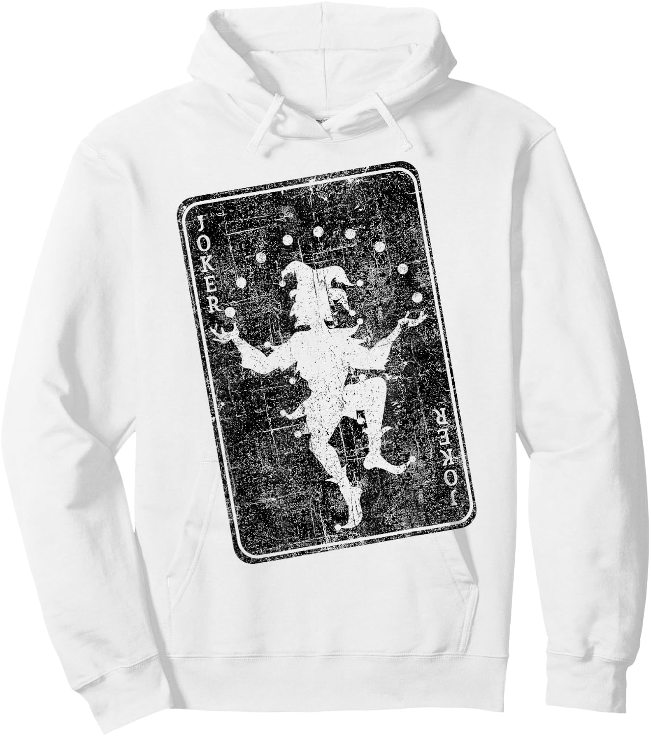 Distressed Joker playing card jester poker player halloween Hoodie - Hoodie | White