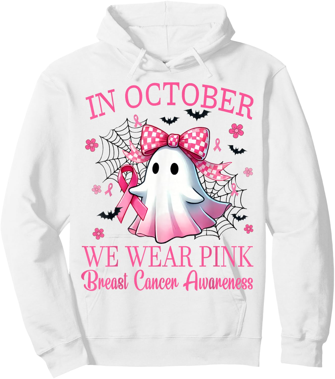 In October We Wear Pink Breast Cancer Awareness Hoodie - Hoodie | White