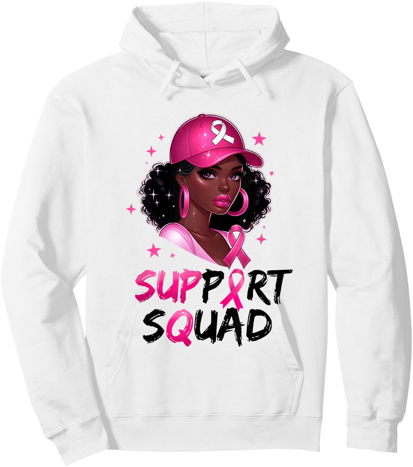 Support Squad Breast Cancer Awareness Warrior Black Women Hoodie - Hoodie | White