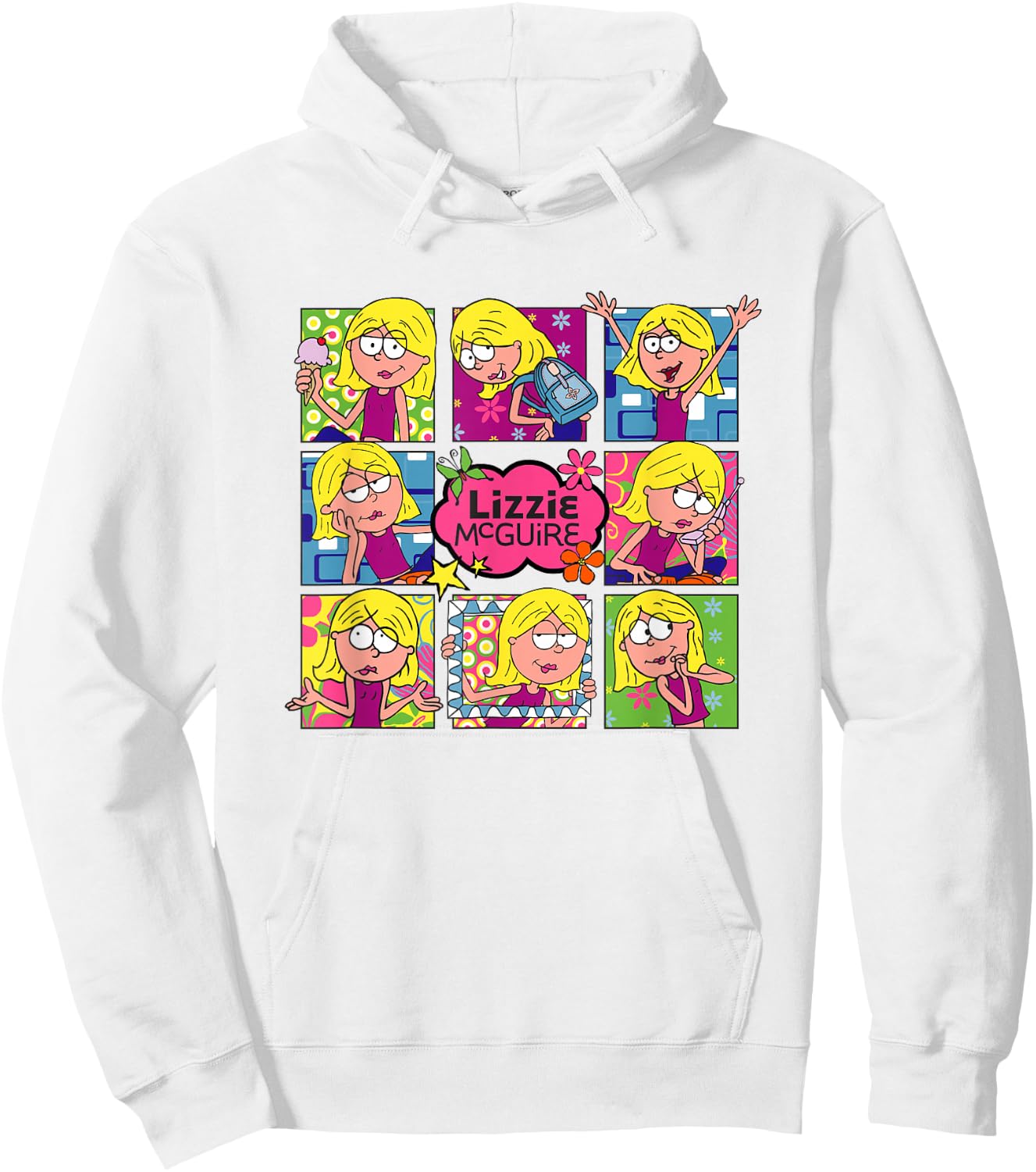 Disney Lizzy McGuire Multi Lizzie's Moods Big Chest Panels Hoodie - Hoodie | White