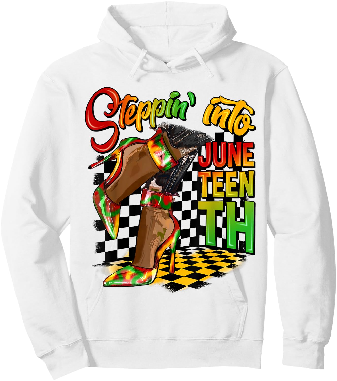 Stepping into Juneteenth High Heels Afro African Women Girls Hoodie - Hoodie | White