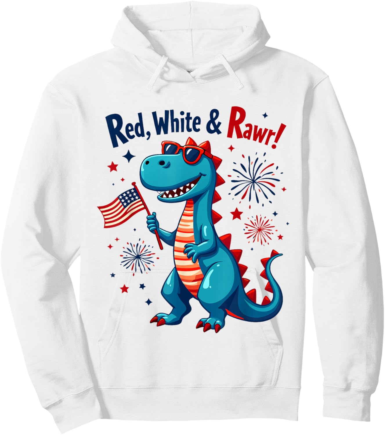 Red White and Rawr cute Dinosaur T Rex 4th Of July toddlers Hoodie - Hoodie | White