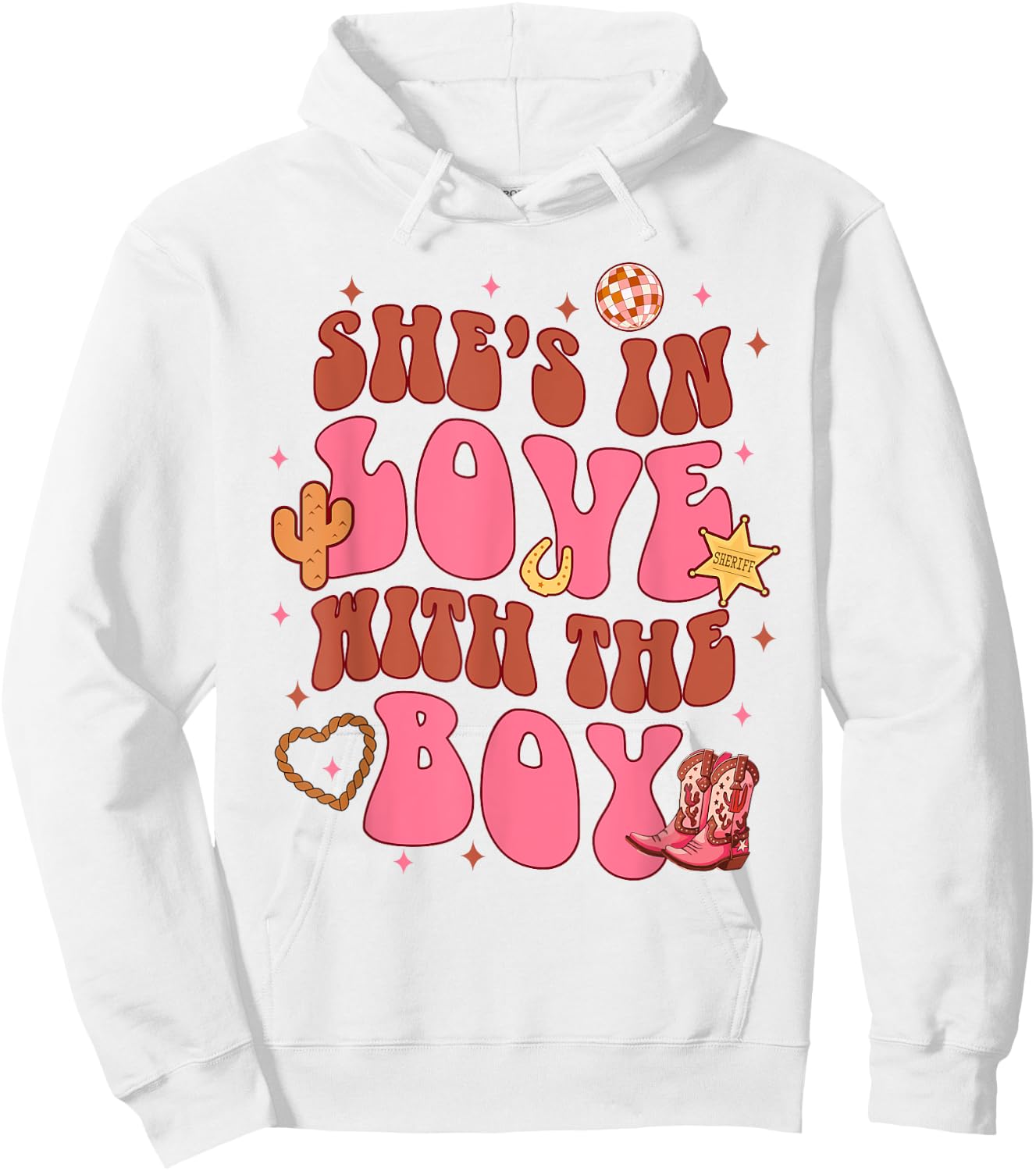Bridesmaid Cowgirls Bachelorette She's In Loves With A Boy Hoodie - Hoodie | White