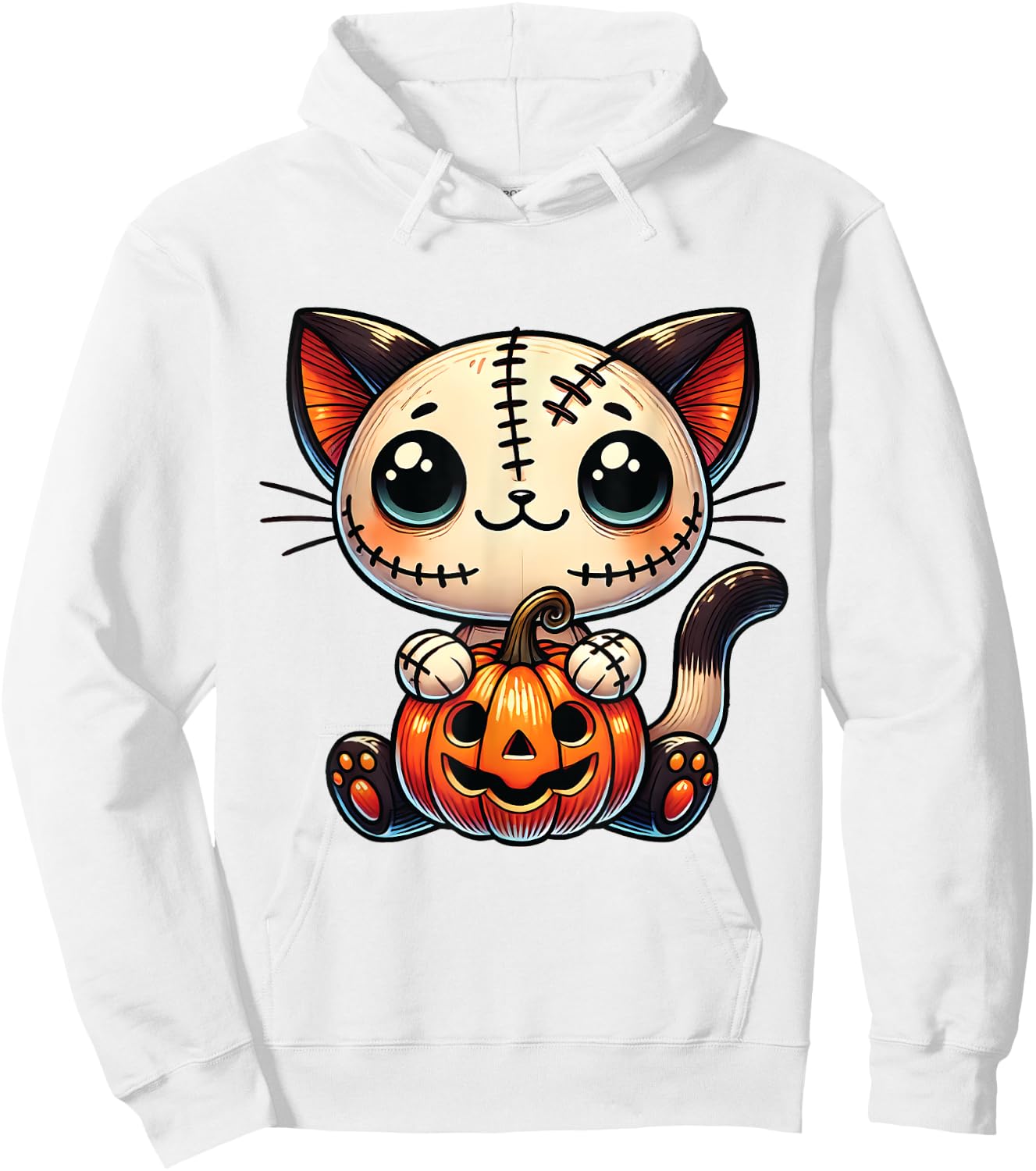 Cute Cat Halloween Pumpkin Kitty Spooky Kitten Lovers Women Kids Hoodie - Hoodie | White