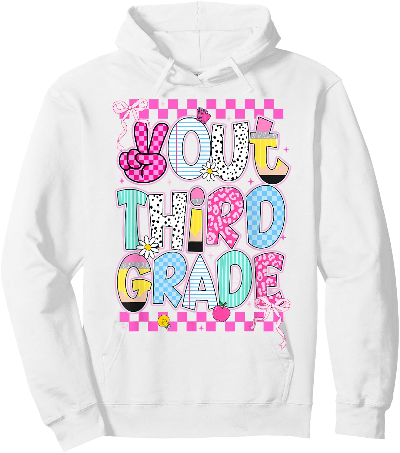 Peace Out 3rd Grade Graduation Last Day School Girls Kids Hoodie - Hoodie | White