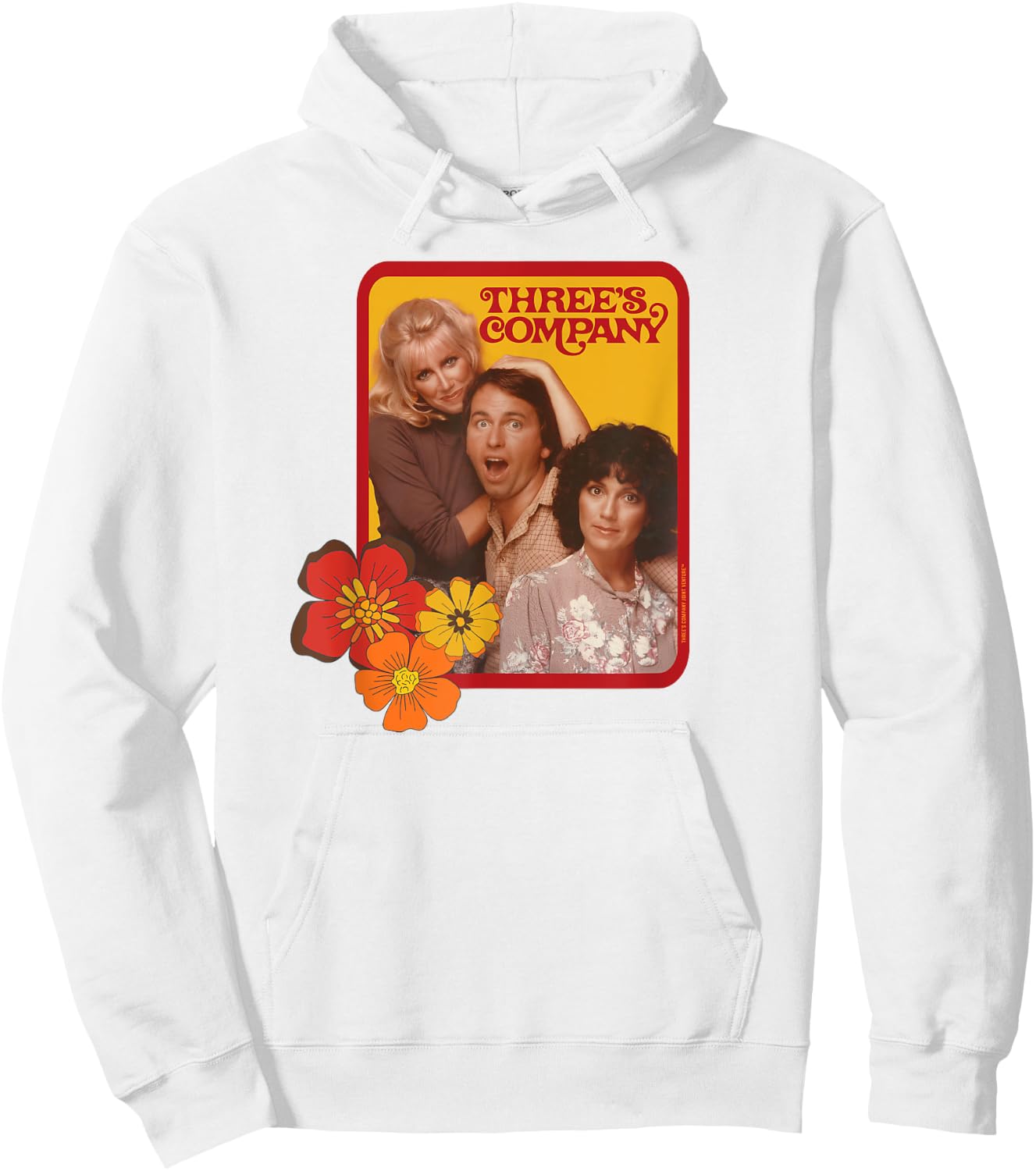 Jack & Janet & Chrissy Three's Company Retro Floral Graphic Hoodie - Hoodie | White
