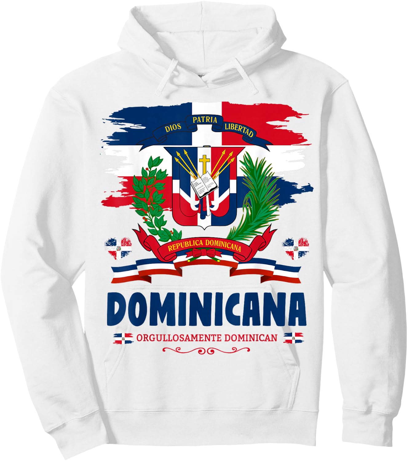 Coat of Arms Republica Dominicana For Kids & Dominican Flag Hoodie - Hoodie | White