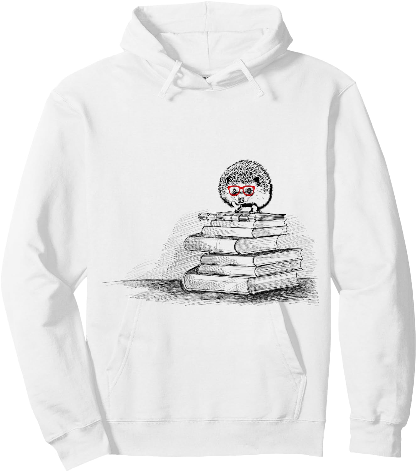 Cute Hedgehog Book Nerd Readers Hoodie - Hoodie | White