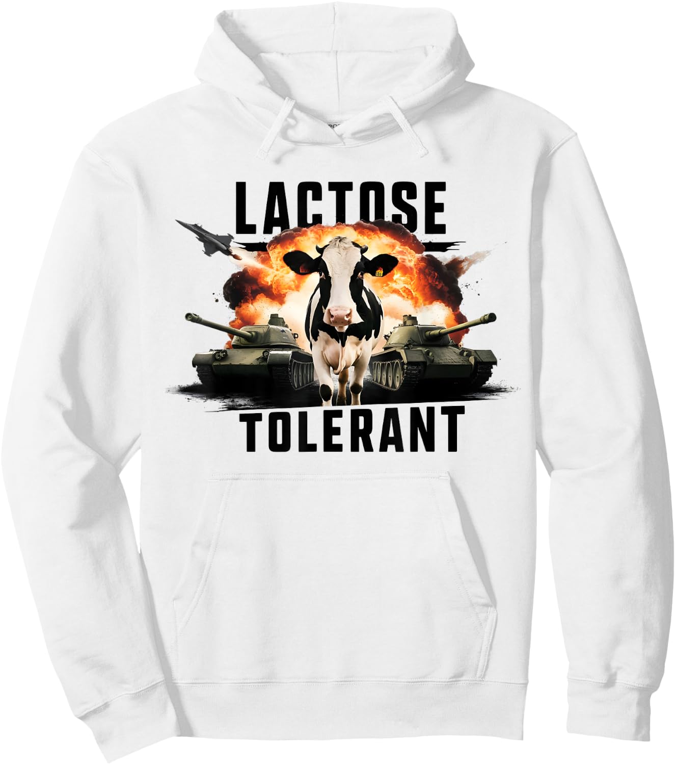Lactose Tolerant Funny Cow Meme Men Women Diet Gym Humor Hoodie - Hoodie | White