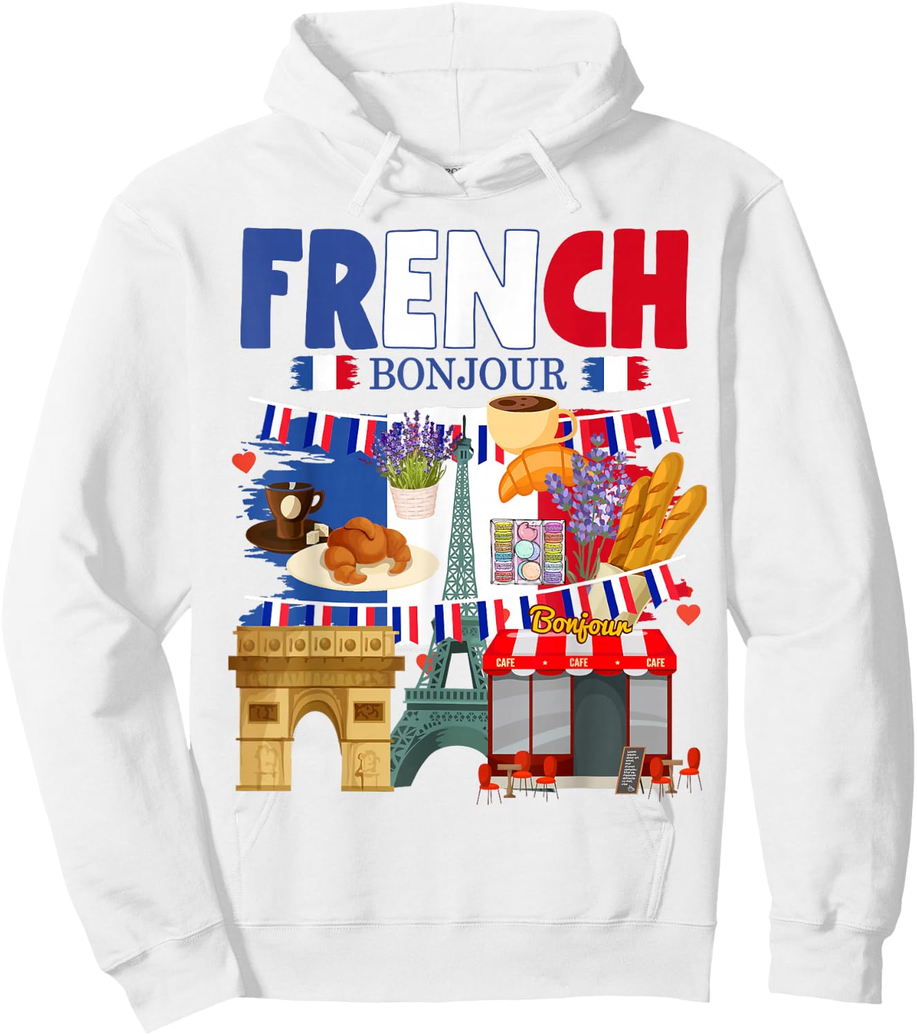 France Flag Outfit Idea For Kids French Flag & Lavender Hoodie - Hoodie | White