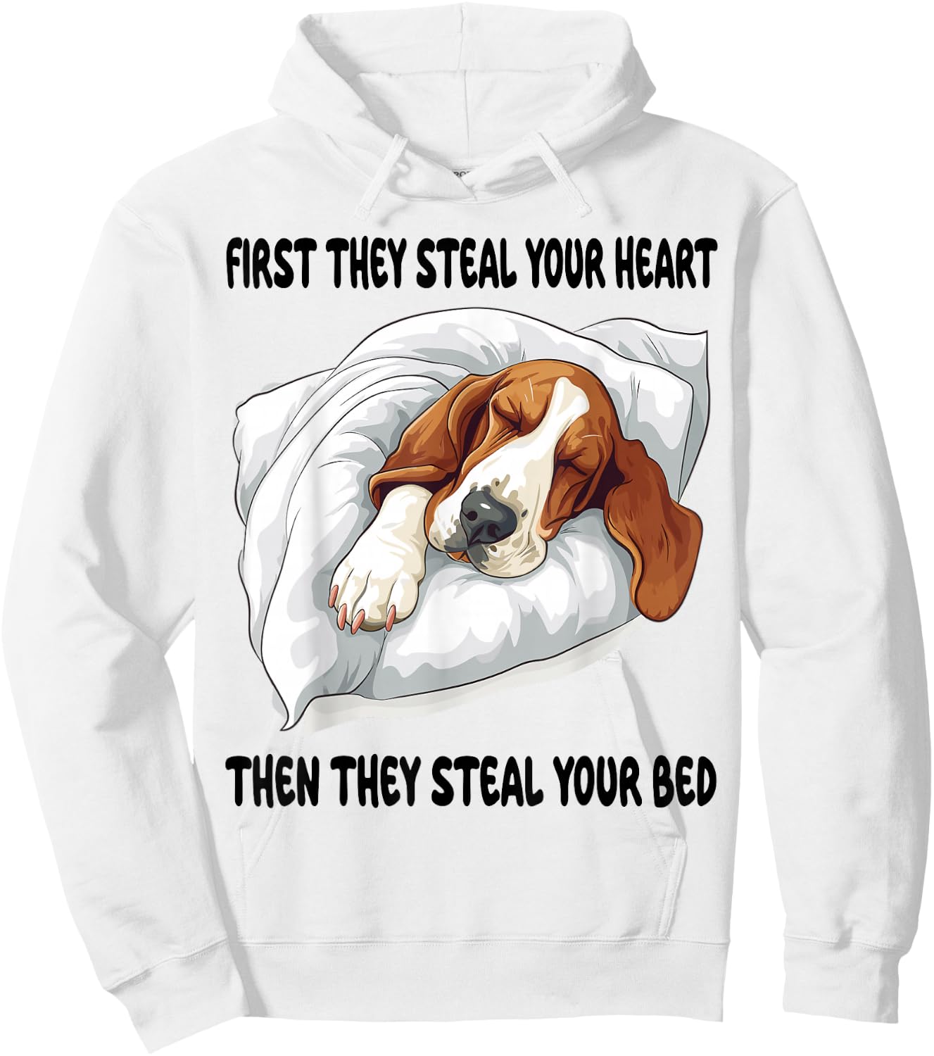 Basset Hound Sleeping Pajamas Nightgown Hoodie - Hoodie | White